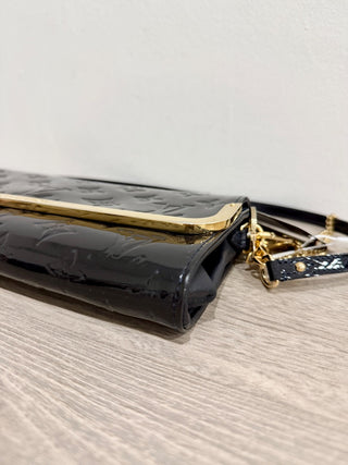 Louis Vuitton Gold and Black Patent Leather Clutch Bag