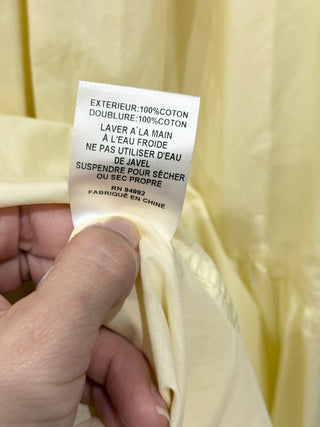 Jonathan Simkhai Open Back Tiered A-Line Midi Dress Yellow Buttercream Womens XL