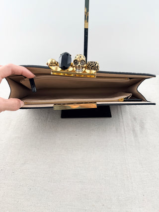 Alexander McQueen crocodile embossed large clutch  with knuckle duster handle