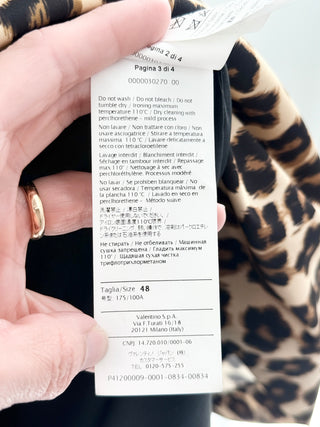 RED Valentino sleeveless satin leopard print midi dress with pockets, 48 IT / US 12