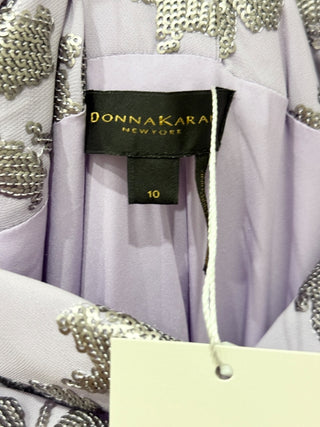 Donna Karan sleeveless long dress with metallic embroidery, 10