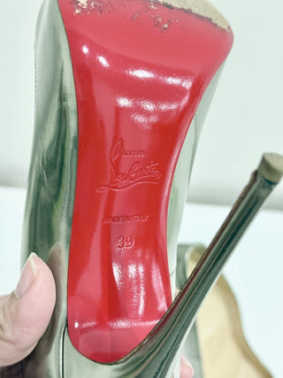 Christian Louboutin Miss Z Laminated Calf Leather Pumps Vintage Rose Women's 39