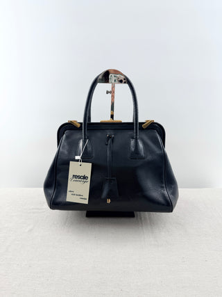 Prada doctor's leather bag madras cerniera frame