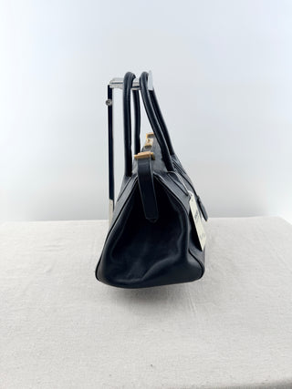 Prada doctor's leather bag madras cerniera frame