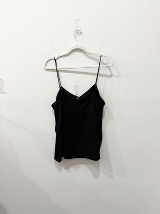 Tibi New York Sleeveless Spaghetti Strap V-Neck Tank Top Black Women's Size 12