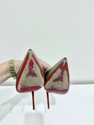 Christian Louboutin Miss Z Laminated Calf Leather Pumps Vintage Rose Women's 39