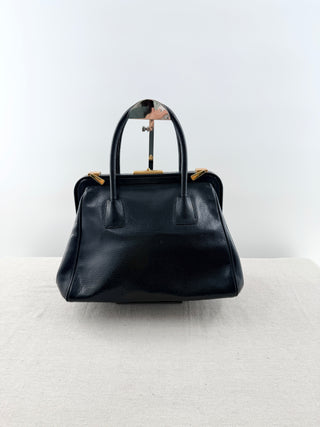 Prada doctor's leather bag madras cerniera frame