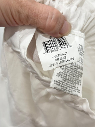 Casual Pull On High Waisted Drop Crotch Paperbag Wide Leg Pants White Women's Large