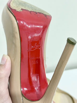 Christian Louboutin So Kate Patent Pointed High Heel Pumps Blush Beige Women's 39.5