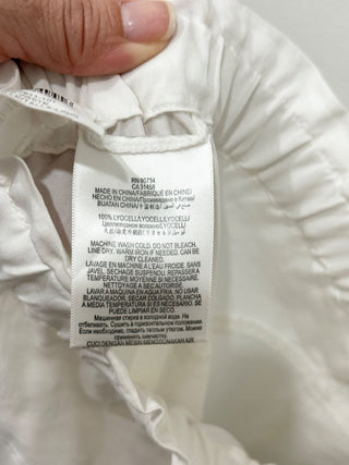 Casual Pull On High Waisted Drop Crotch Paperbag Wide Leg Pants White Women's Large