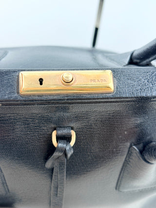 Prada doctor's leather bag madras cerniera frame