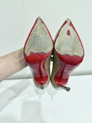 Christian Louboutin So Kate Patent Pointed High Heel Pumps Blush Beige Women's 39.5