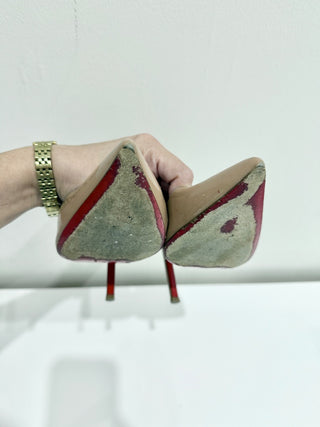 Christian Louboutin So Kate Patent Pointed High Heel Pumps Blush Beige Women's 39.5