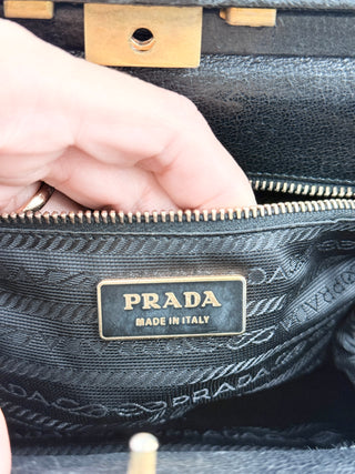Prada doctor's leather bag madras cerniera frame