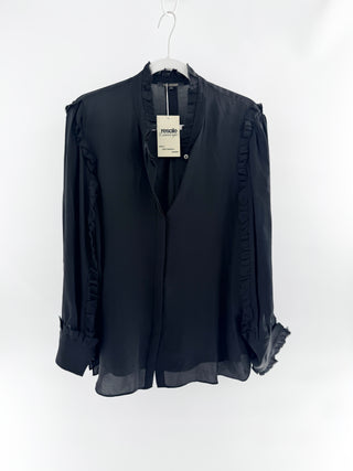 Kobi Halperin ruffle silk button down blouse, XL