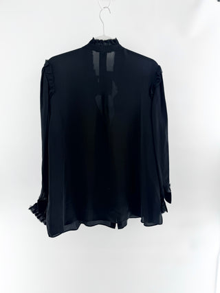 Kobi Halperin ruffle silk button down blouse, XL