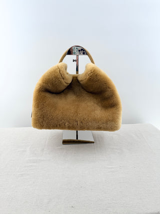 Elleme shearling top handle shoulder bag with long strap