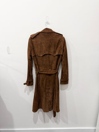 Polo Ralph Lauren Lamb Suede Double-Breasted Belted Trench Coat Cinnamon Size 6
