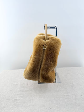 Elleme shearling top handle shoulder bag with long strap