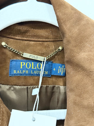 Polo Ralph Lauren Lamb Suede Double-Breasted Belted Trench Coat Cinnamon Size 6