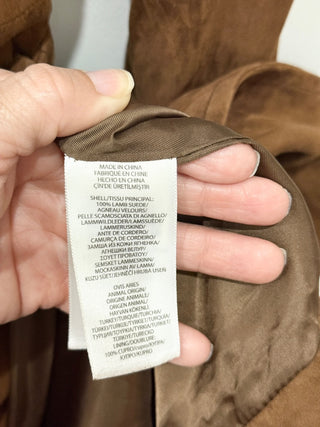 Polo Ralph Lauren Lamb Suede Double-Breasted Belted Trench Coat Cinnamon Size 6