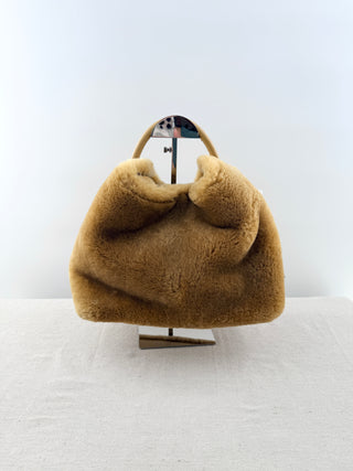 Elleme shearling top handle shoulder bag with long strap