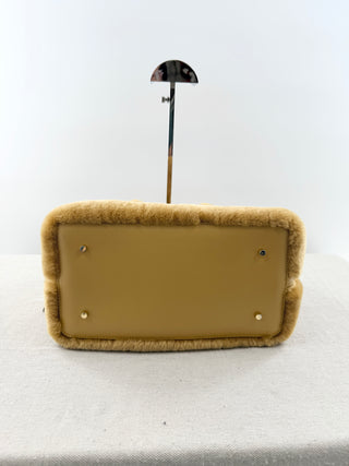 Elleme shearling top handle shoulder bag with long strap
