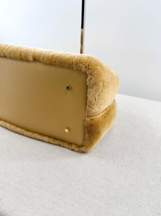 Elleme shearling top handle shoulder bag with long strap