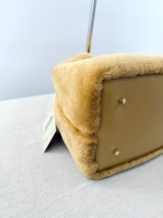 Elleme shearling top handle shoulder bag with long strap