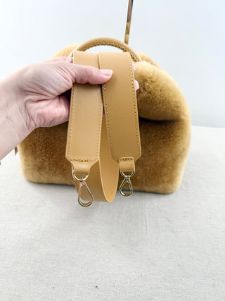 Elleme shearling top handle shoulder bag with long strap