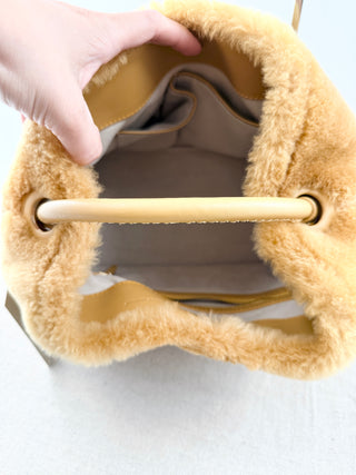 Elleme shearling top handle shoulder bag with long strap