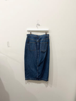Madewell High Waisted Denim Button-Front Midi Pencil Skirt Blue Women's 28 / 6