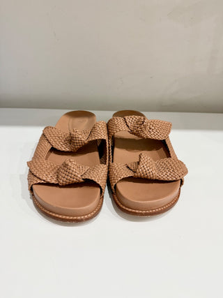 Alexandre Birman Clarita Braided Knot Slide Flat Sandals Brown Women's EU 41