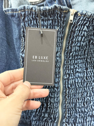 EB luxe strapless denim jumpsuit layered look, L