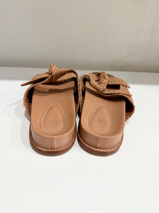 Alexandre Birman Clarita Braided Knot Slide Flat Sandals Brown Women's EU 41
