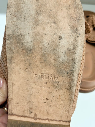 Alexandre Birman Clarita Braided Knot Slide Flat Sandals Brown Women's EU 41