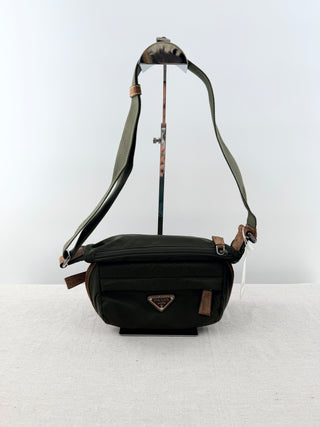 Prada re-nylon and suede leather shoulder bag