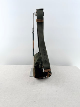 Prada re-nylon and suede leather shoulder bag