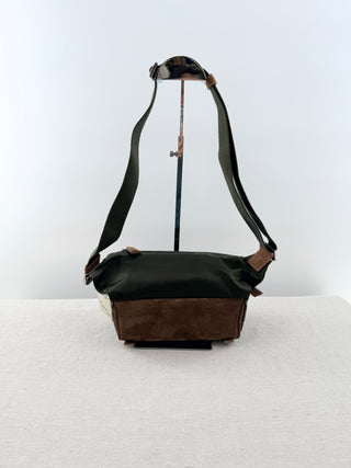 Prada re-nylon and suede leather shoulder bag