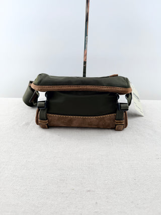 Prada re-nylon and suede leather shoulder bag