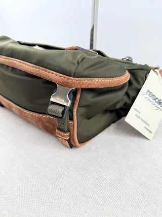 Prada re-nylon and suede leather shoulder bag