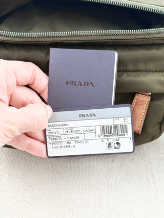 Prada re-nylon and suede leather shoulder bag