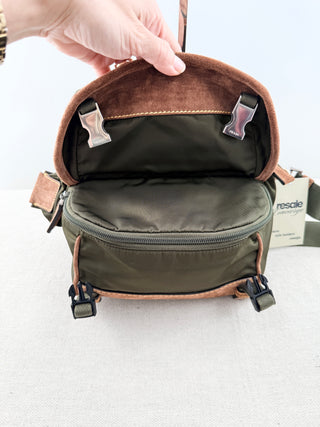 Prada re-nylon and suede leather shoulder bag