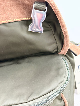 Prada re-nylon and suede leather shoulder bag