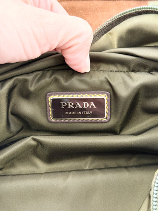 Prada re-nylon and suede leather shoulder bag