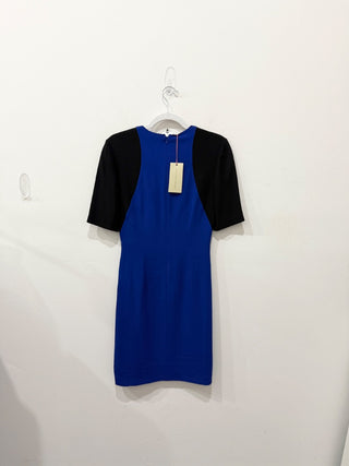 NWT Stella McCartney Anita Contour Colorblock Sheath Dress Blue Black Women 42/6
