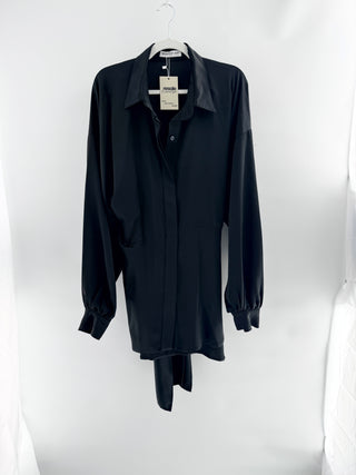 Nonchalant Black Women's Satin Dress w/adjustable bow, XL