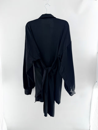 Nonchalant Black Women's Satin Dress w/adjustable bow, XL
