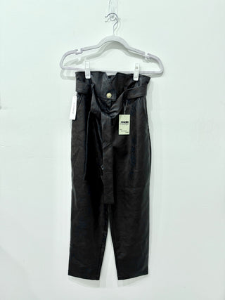 NWT Bardot Debbie Vegan Faux Leather Ultra High Rise Pants Black Women's 4