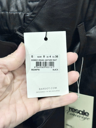 NWT Bardot Debbie Vegan Faux Leather Ultra High Rise Pants Black Women's 4